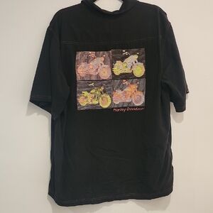 Harley-Davidson Vintage Motorcycle Black and Orange Tee